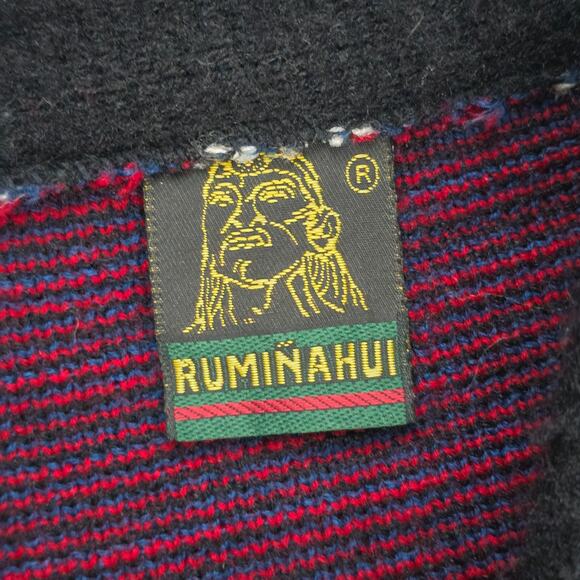 Ruminahui Men’s Wool Full Zip Sweater Jacket USA Flag Black Red Ecuador‎ L/XL - Picture 5 of 7